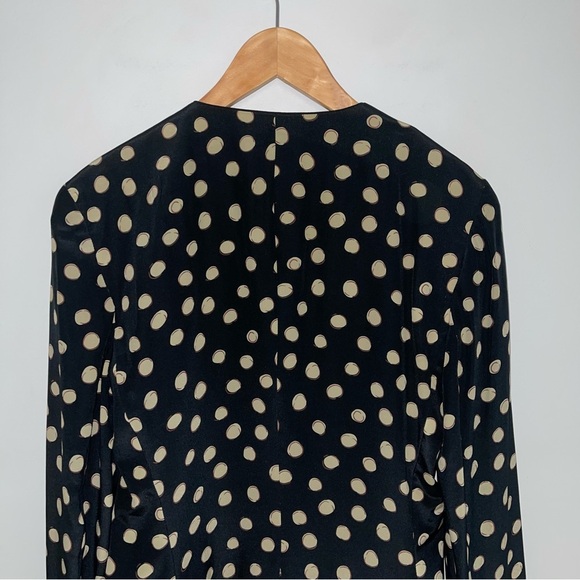 Christian Dior Vintage Silk Blazer Jacket Women's Size 8 Black Tan Polka Dot Top - Picture 8 of 12